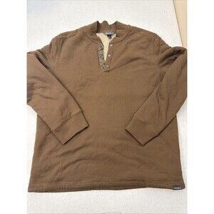 Eddie Bauer Sweater Mens Large Brown Sherpa Lined Pullover Grandpa Cabin